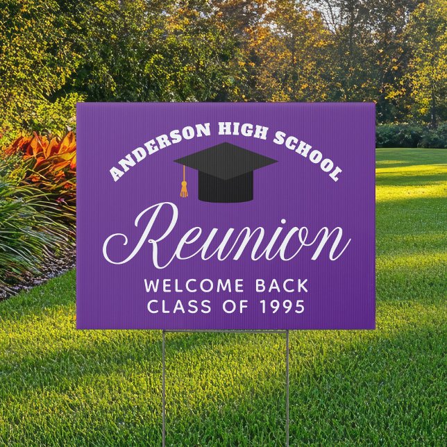 Purple High School Reunion Custom Party Yard Sign (Creator Uploaded)