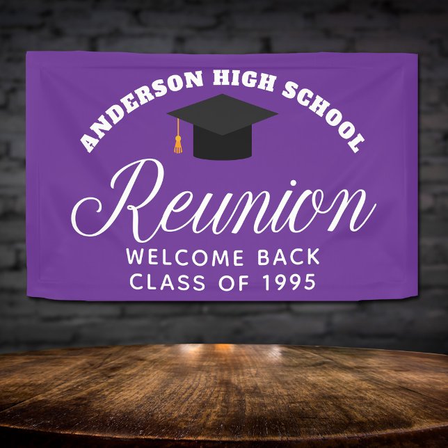 Purple High School Reunion Custom Welcome Banner (Creator Uploaded)