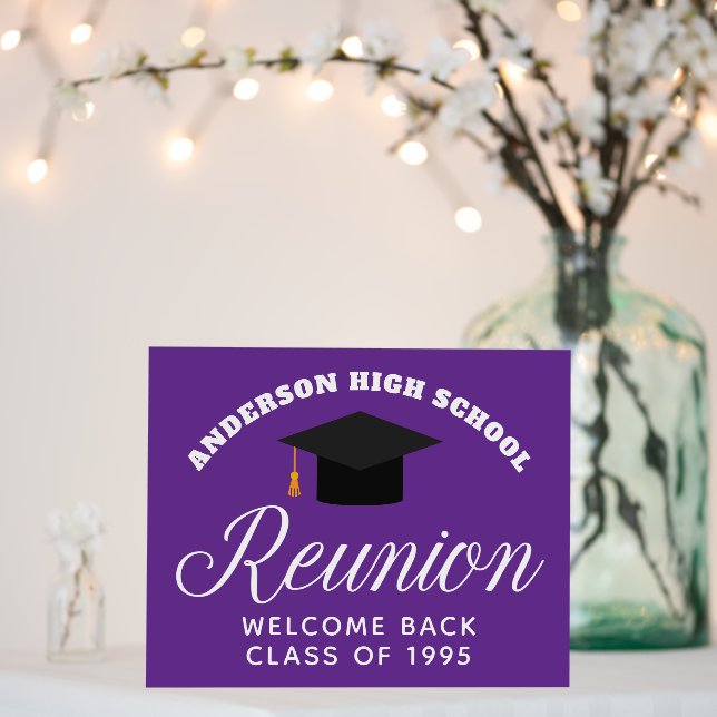 Purple High School Reunion Custom Welcome Foam Board (In Situ (Wedding))