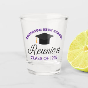 Purple High School Reunion Party Custom Alumni Shot Glass
