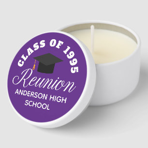 Purple High School Reunion Personalized Party Mini Candle Favors