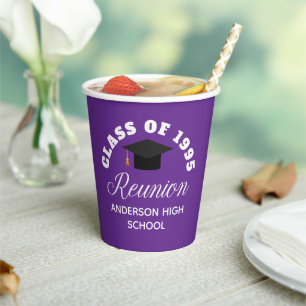 Purple High School Reunion Personalized Party Paper Cups