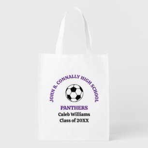 Purple High School Soccer Team Personalized Grocery Bag
