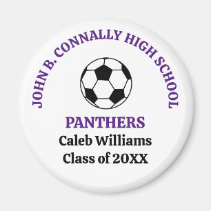 Purple High School Soccer Team Personalized Magnet