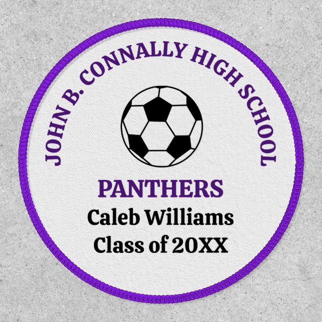 Purple High School Soccer Team Personalized Patch (Front)