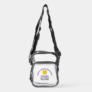 Purple High School Softball Game Personalized Clear Crossbody Bag