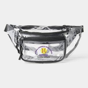 Purple High School Softball Game Personalized Clear Fanny Pack