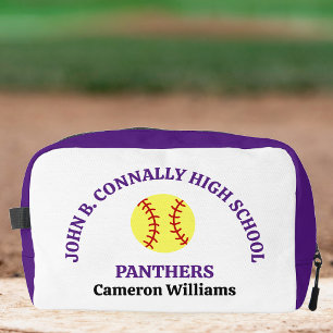 Purple High School Softball Player Personalized Dopp Kit