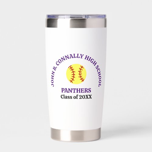 Purple High School Softball Player Personalized Insulated Tumbler