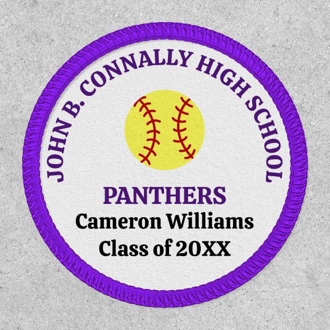 Purple High School Softball Team Personalized Patch (Front)