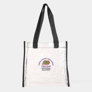 Purple High School Track & Field Team Personalized Clear Tote Bag