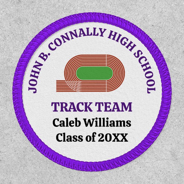 Purple High School Track Team Custom Patch (Front)