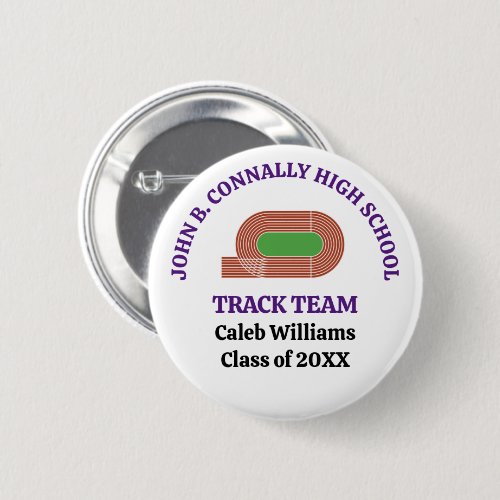 Purple High School Track Team Customized Runner Button