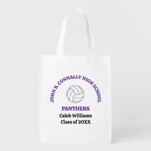 Purple High School Volleyball Player Personalized Grocery Bag