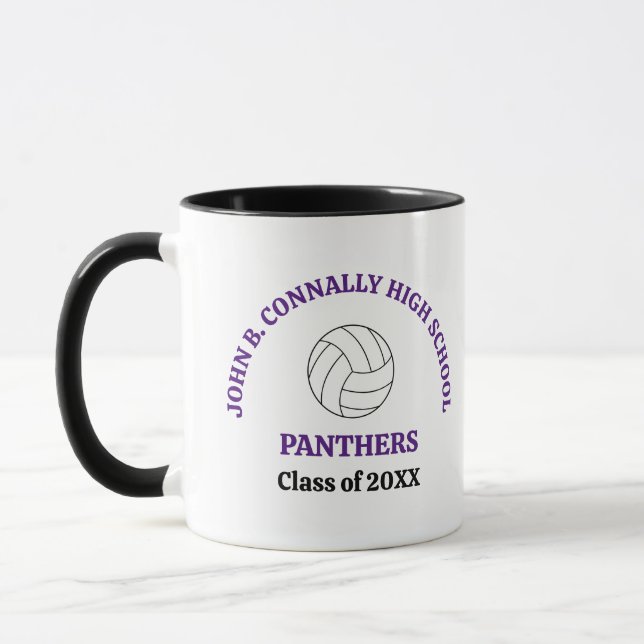 Purple High School Volleyball Player Personalized Mug (Left)