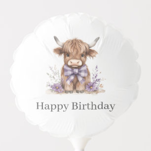 Purple Highland Cow Birthday  Balloon