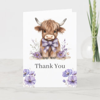 Purple Highland Cow Thank You Card