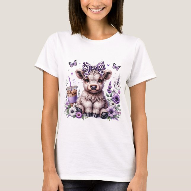 Purple Highland Cow Tshirt (Front)