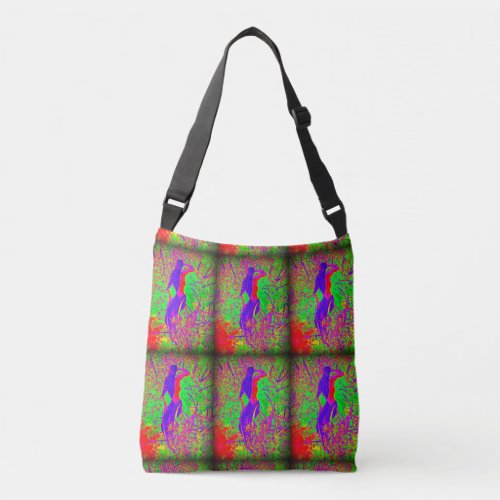 purple hippie groovy mermaids crossbody bag