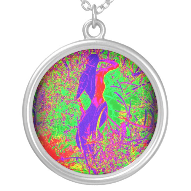 purple hippie mermaid silver plated necklace (Front)