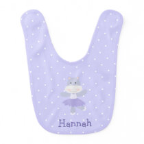Purple Hippo Ballerina baby girl's Bib Purple Hippo Ballerina baby girl's Bib