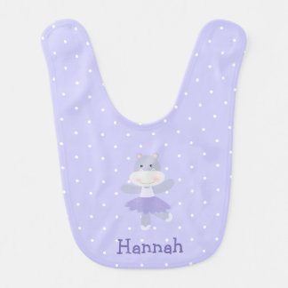 Purple Hippo Ballerina baby girl's Bib