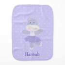 Purple Hippo Ballerina Baby Girl's Burp Cloth Purple Hippo Ballerina Baby Girl's Burp Cloth