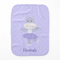 Purple Hippo Ballerina Baby Girl's Burp Cloth Purple Hippo Ballerina Baby Girl's Burp Cloth
