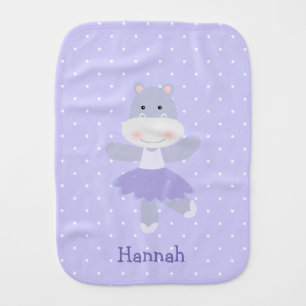 Purple Hippo Ballerina Baby Girl's Burp Cloth