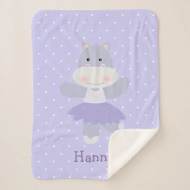 Purple Hippo Ballerina baby girl's Sherpa Blanket Zazzle