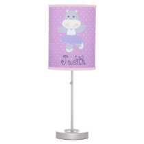 Purple Hippo Ballerina Polkadot nursery room decor Table Lamp