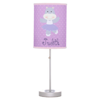 Purple Hippo Ballerina Polkadot nursery room decor Table Lamp