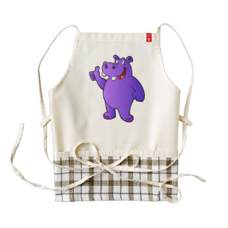 purple hippo cartoon zazzle HEART apron