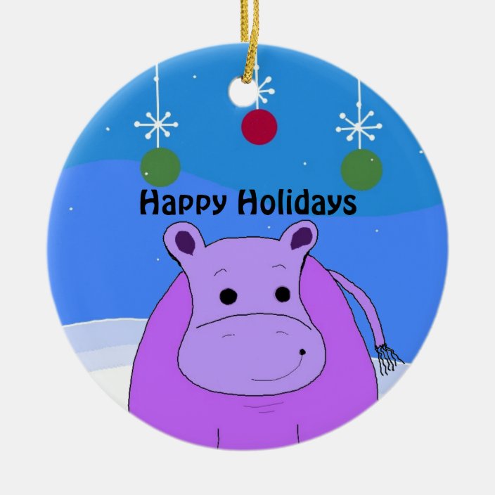 Purple Hippo Christmas Decoration 