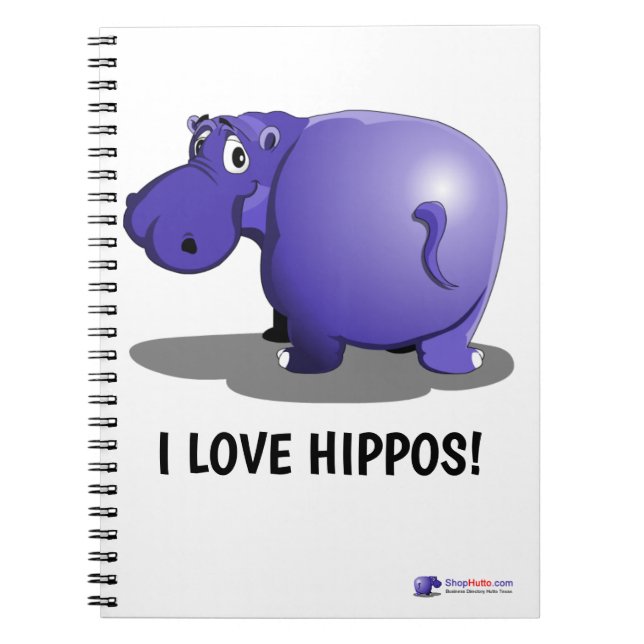 Purple Hippo Notepad Notebook (Front)