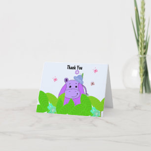 Purple Hippo Thank You Card