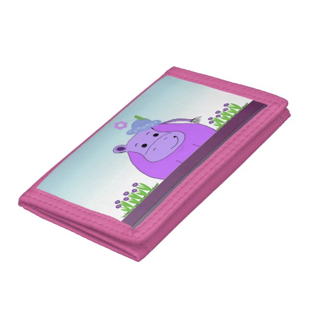 Purple Hippo with Hat Tri-fold Wallet (Bottom)