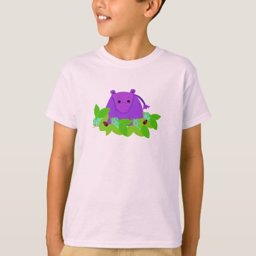 Purple Hippo with Ladybugs T_Shirt