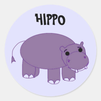 Purple Hippopotamus Classic Round Sticker