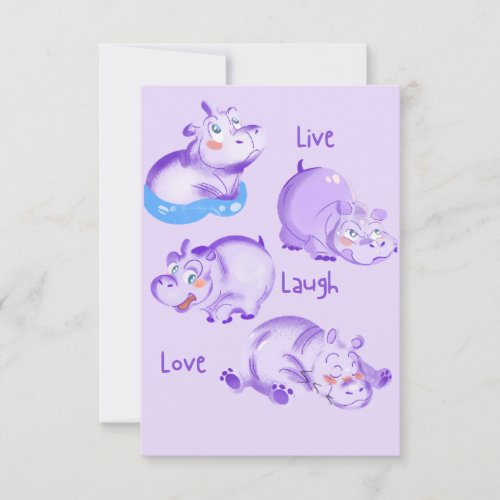 purple hippopotamus thank you card