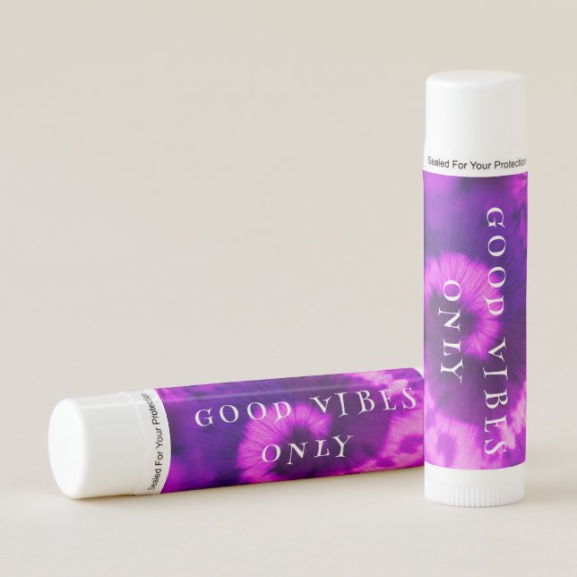 Purple Hippy Tie Dye Customizable Lip Balm (Front)