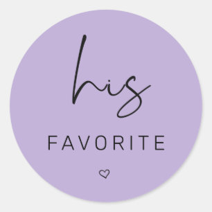 Purple His favorite Wedding Classic Round Sticker
