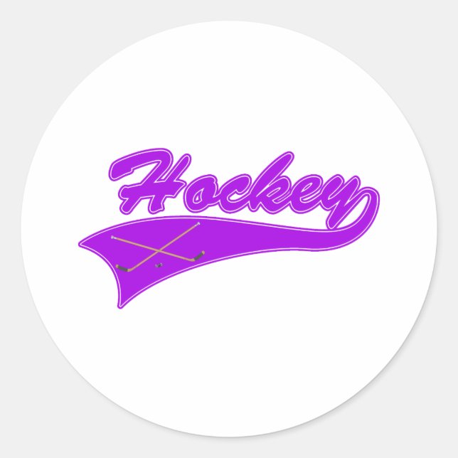 Purple Hockey Logo Classic Round Sticker (Front)