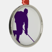 PURPLE HOCKEY PLAYER METAL ORNAMENT (Right)