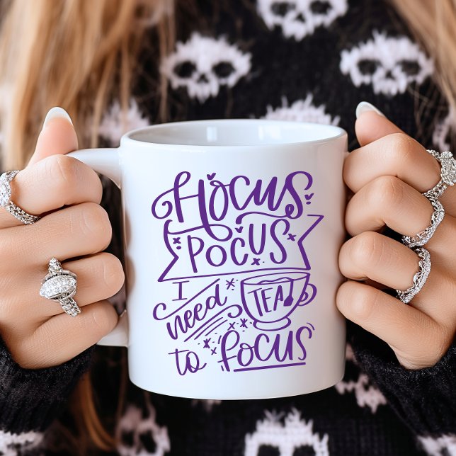 Purple Hocus Pocus I Need Tea Coffee Mug (Purple Halloween Hocus Pocus Tea Cup)