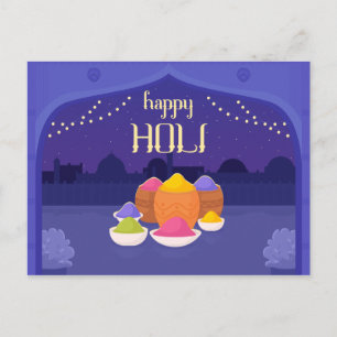 Purple Holi Night, color powder Postcard