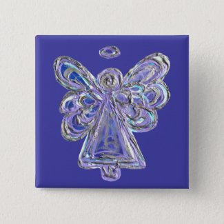 Purple Holiday Guardian Angel Custom Pin Buttons