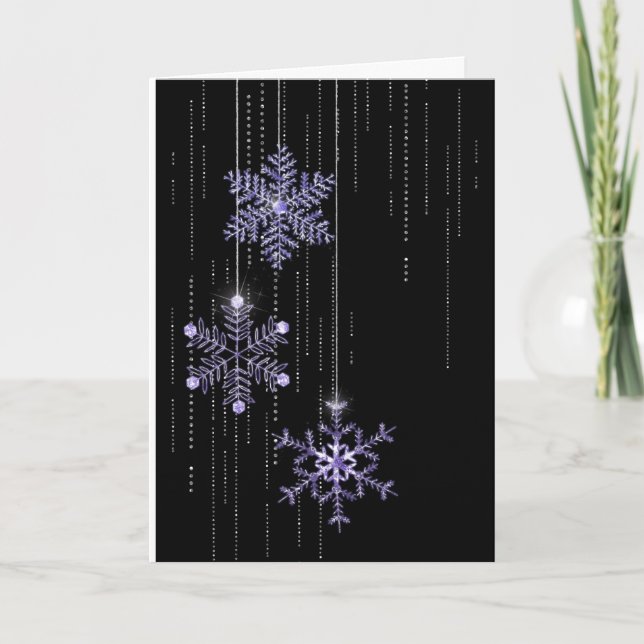 Purple Holiday Snowflakes and Diamonds Card (Front)