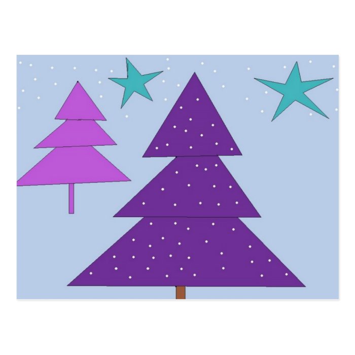 Purple Holiday Trees Postcard