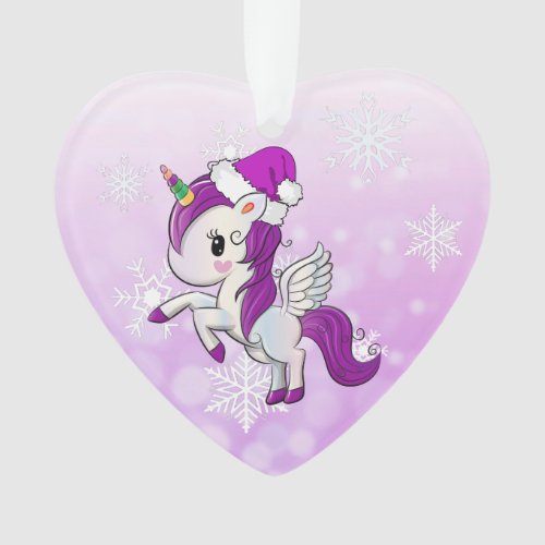 Purple Holiday Unicorn and Sprinkles Christmas Ornament
